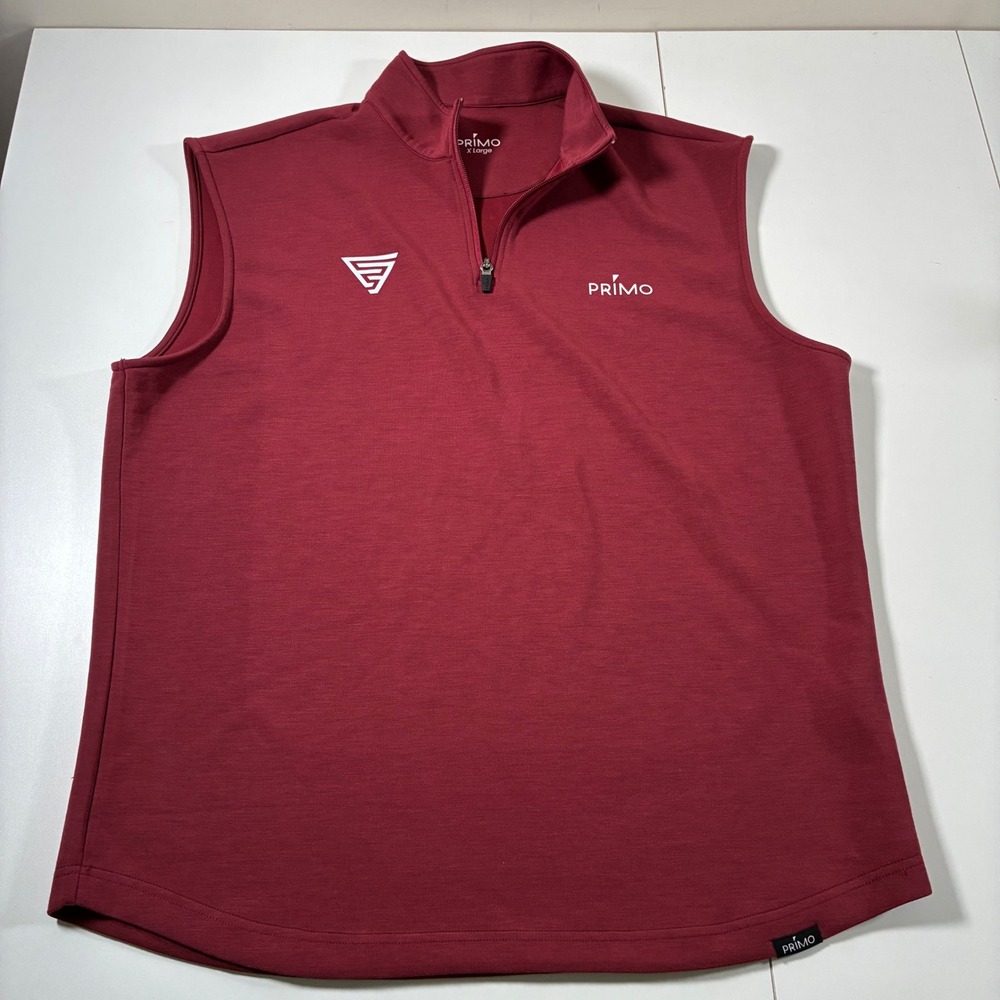 Primo Golf Vest Men XL Maroon Burgundy Quarter Zip Performance Layering